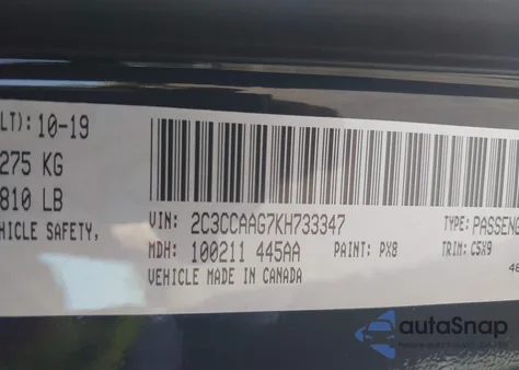 2019 Chrysler 300 Touring z USA, uszkodzony, nr VIN 2C3CCAAG7KH733347